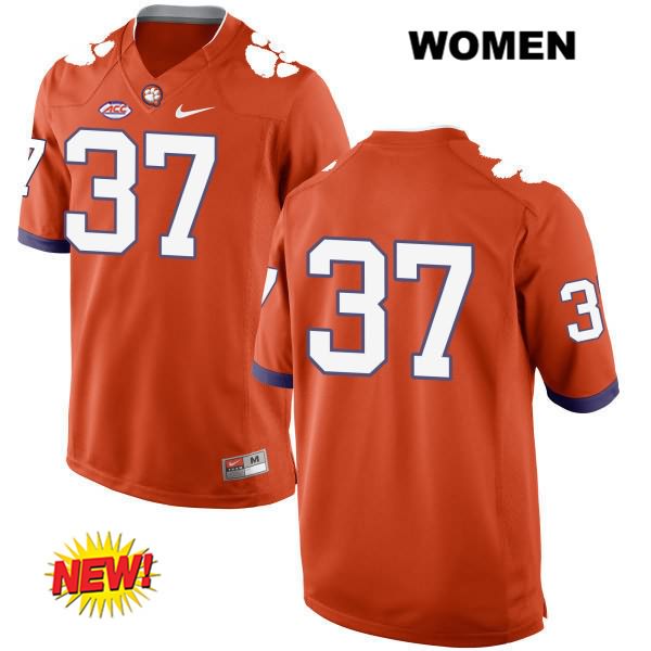 Women's Clemson Tigers #37 Austin Jackson Stitched Orange New Style Authentic Nike No Name NCAA College Football Jersey OCB5346EK
